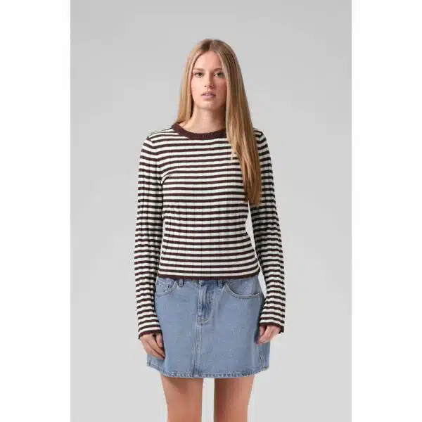 Alternative view of RPM Women's Stripe Knitted LS - Chocolate