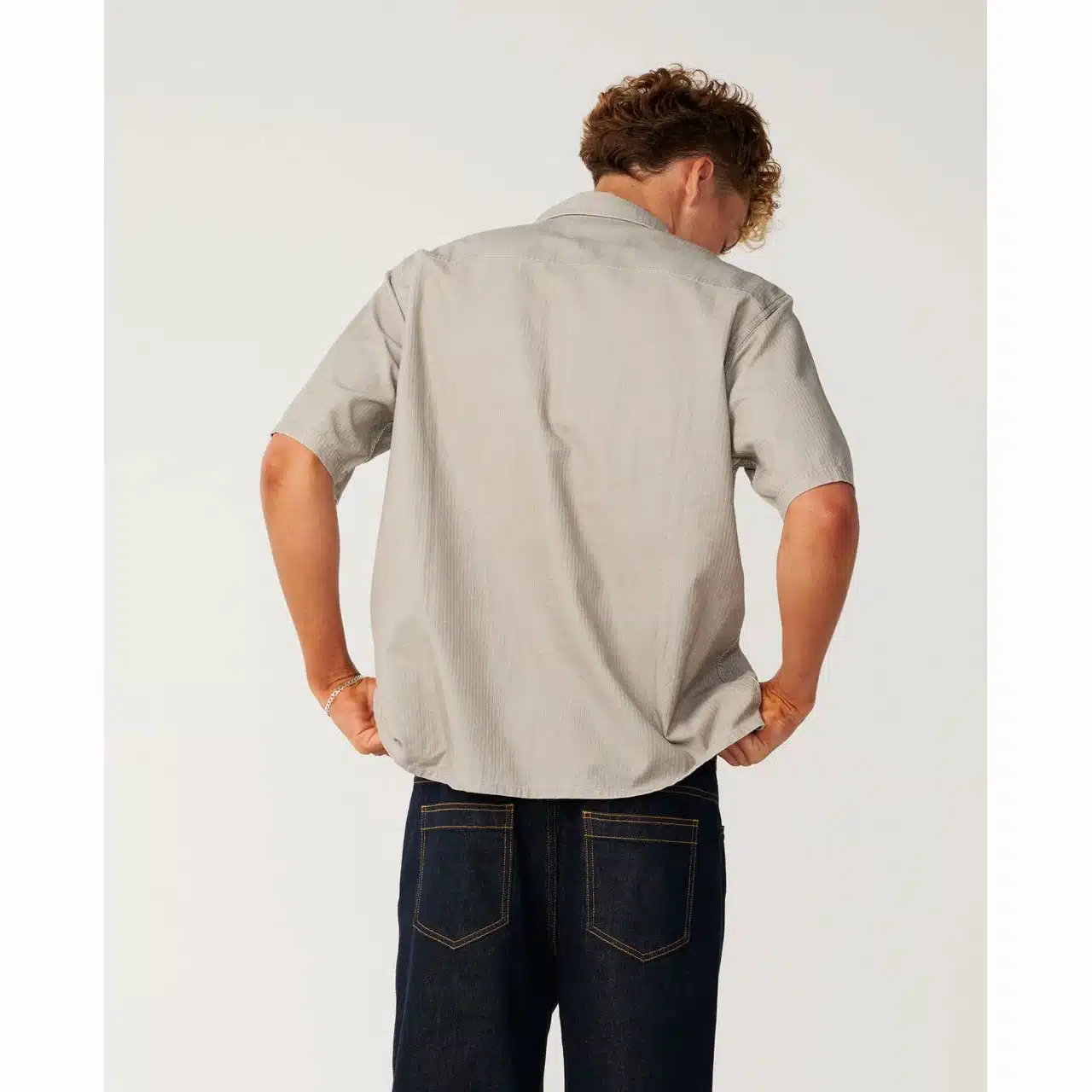 Rip Curl Men's Premium Surf Cord Short Sleeve Shirt Stone 2 Rip Curl Men's Premium Surf Cord Short Sleeve Shirt Stone - Image 2