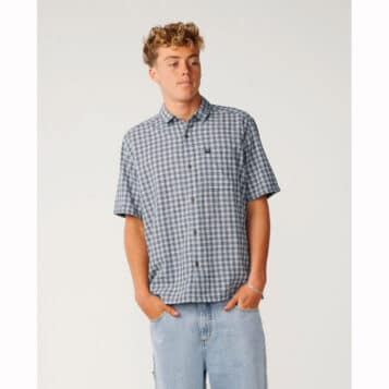 Rip Curl Men's Classic Surf Check Short Sleeve Shirt Light Navy
