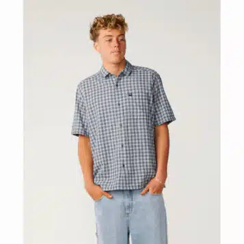 Rip Curl Men's Classic Surf Check Short Sleeve Shirt Light Navy