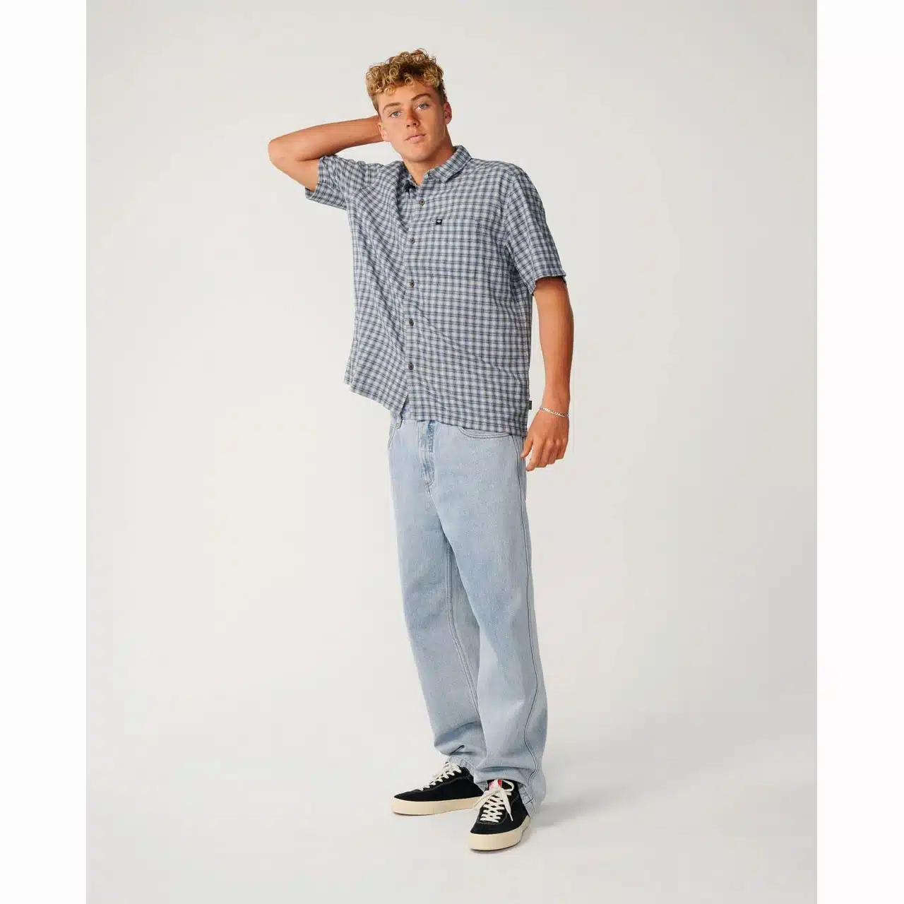 Rip Curl Men's Classic Surf Check Short Sleeve Shirt Light Navy 3 Rip Curl Men's Classic Surf Check Short Sleeve Shirt Light Navy - Image 3