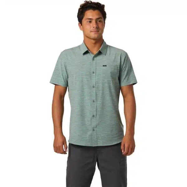 O'Neill Men's Trvlr UPF Traverse Strpe Stand Shirt Sage Green