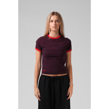 RPM Women's Stripe Ringer Tee Navy