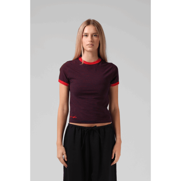 RPM Women's Stripe Ringer Tee Navy