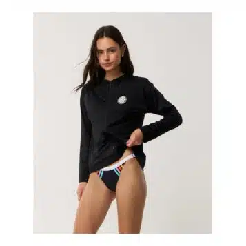 Rip Curl Women's Classic Surf Long Sleeve Cooling Zip Rash Vest Black