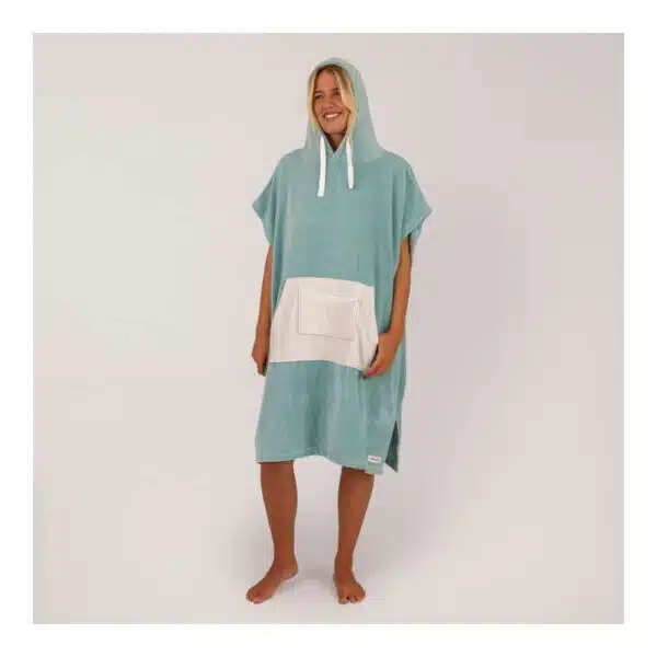 Alternative view of Ocean & Earth Women's Daydream Hooded Poncho Dusty Turquoise