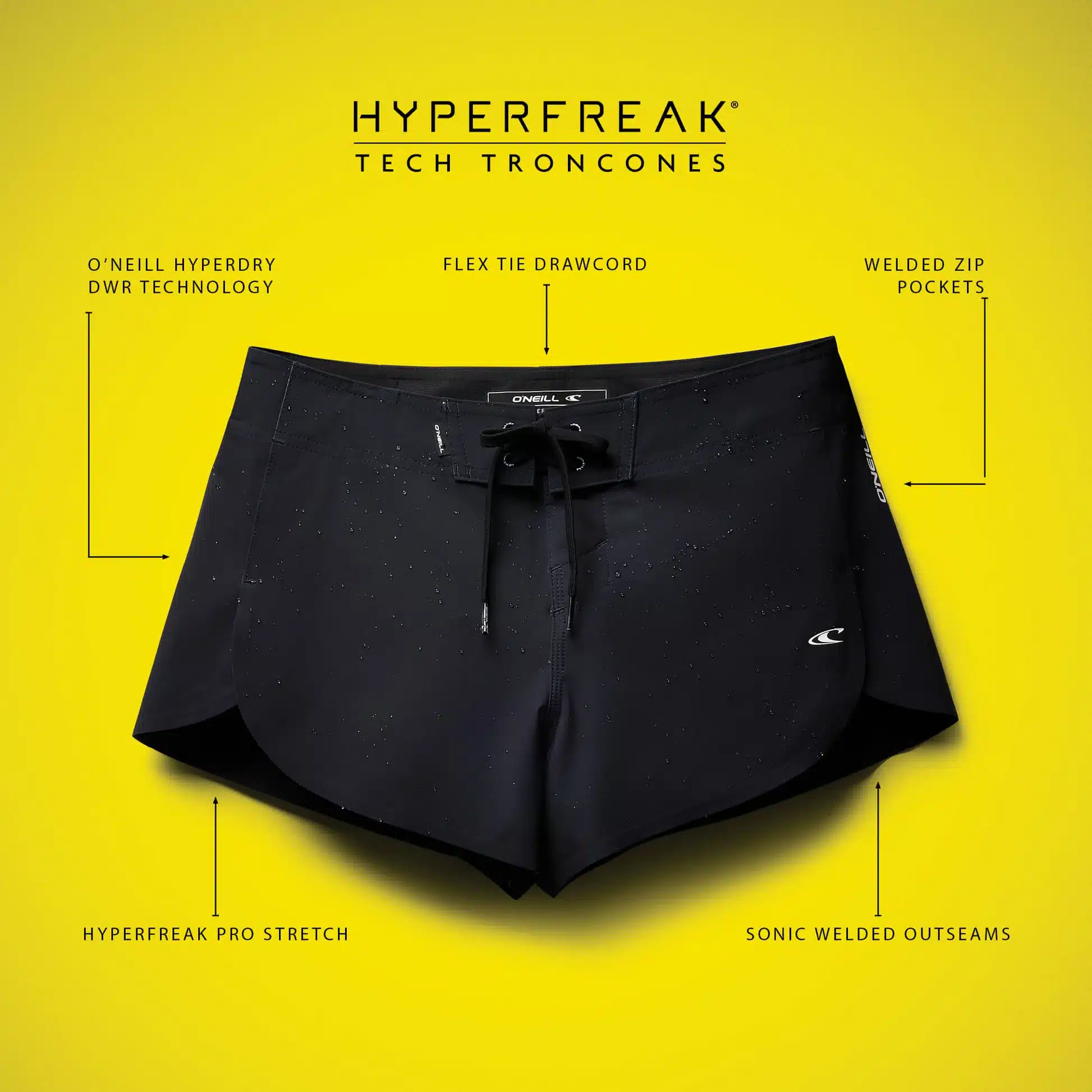 O'Neill Women's Hyperfreak Tech Troncones 2" Boardshort Black 6 O'Neill Women's Hyperfreak Tech Troncones 2" Boardshort Black - Image 6